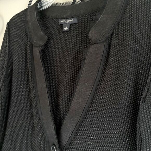 Banana Republic Shimmer Black Button up Cardigan Sweater Size M - Picture 2 of 13